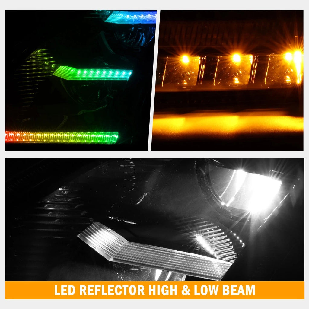 Projector Headlights for GMC Sierra (2014–2019) Black Housing Clear Signal