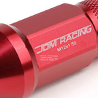 20x Open End M12x1.5 50mm Tall Red Aluminum Lug Nuts + Adapter