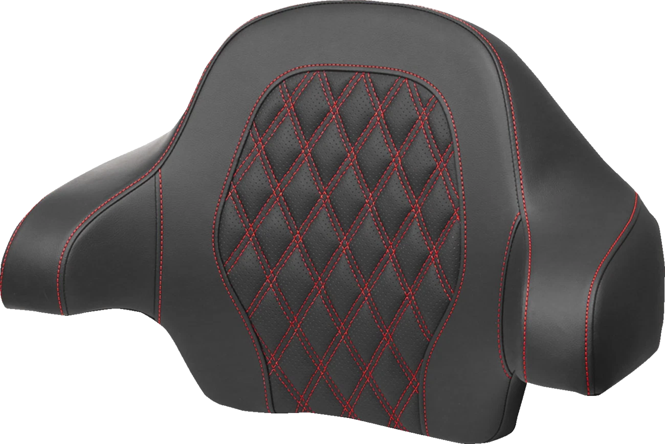 SADDLEMEN Tour-Pak Backrest Pad for FL (2014–2024) - Lattice Stitch, Red Stitch