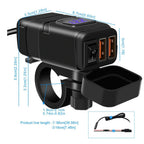 12V Dual USB Fast Charger Adapter with Voltmeter for Motorcycle (Universal)