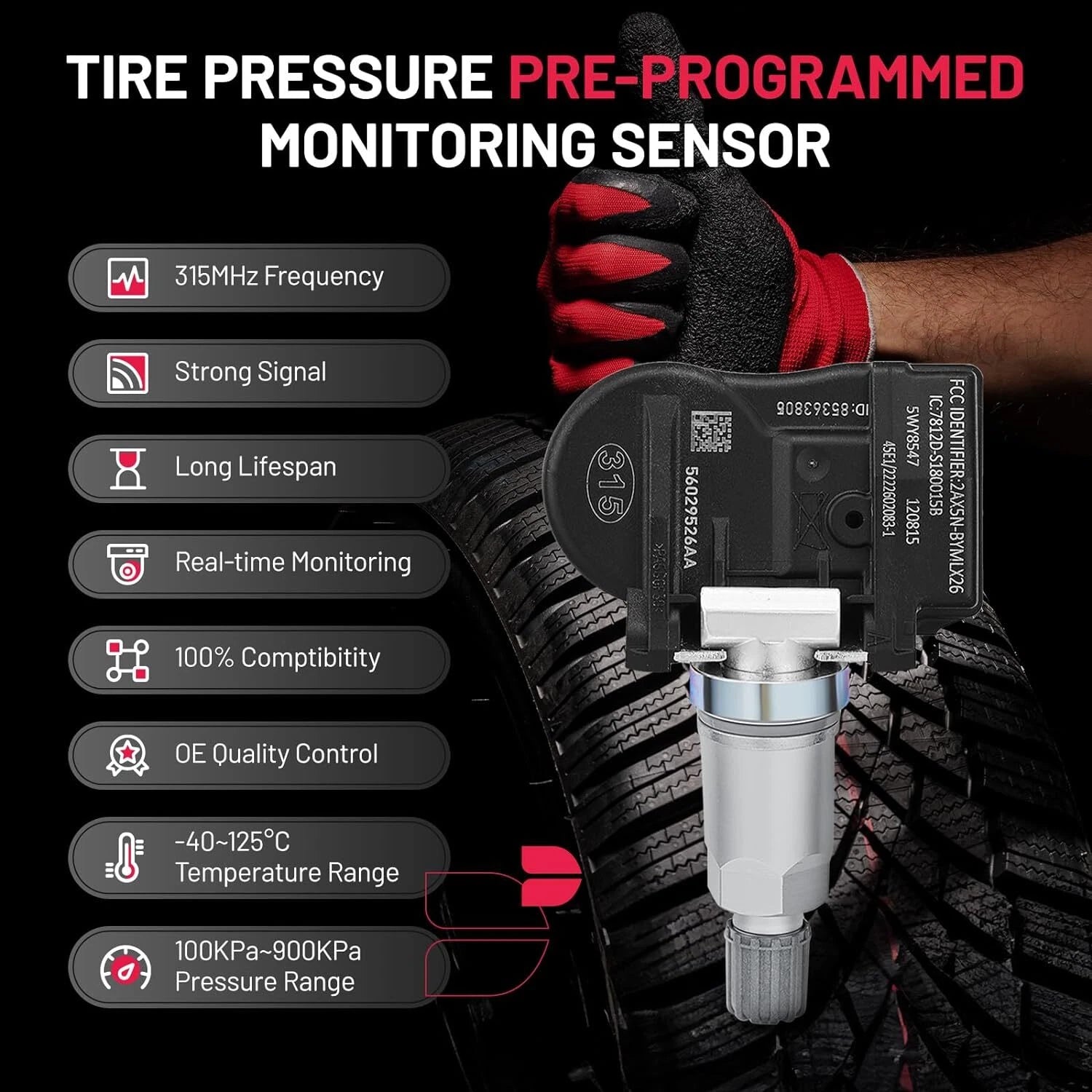 Set of 4 Tire Pressure Sensor TPMS for Chrysler Dodge Jeep (2014–2017)