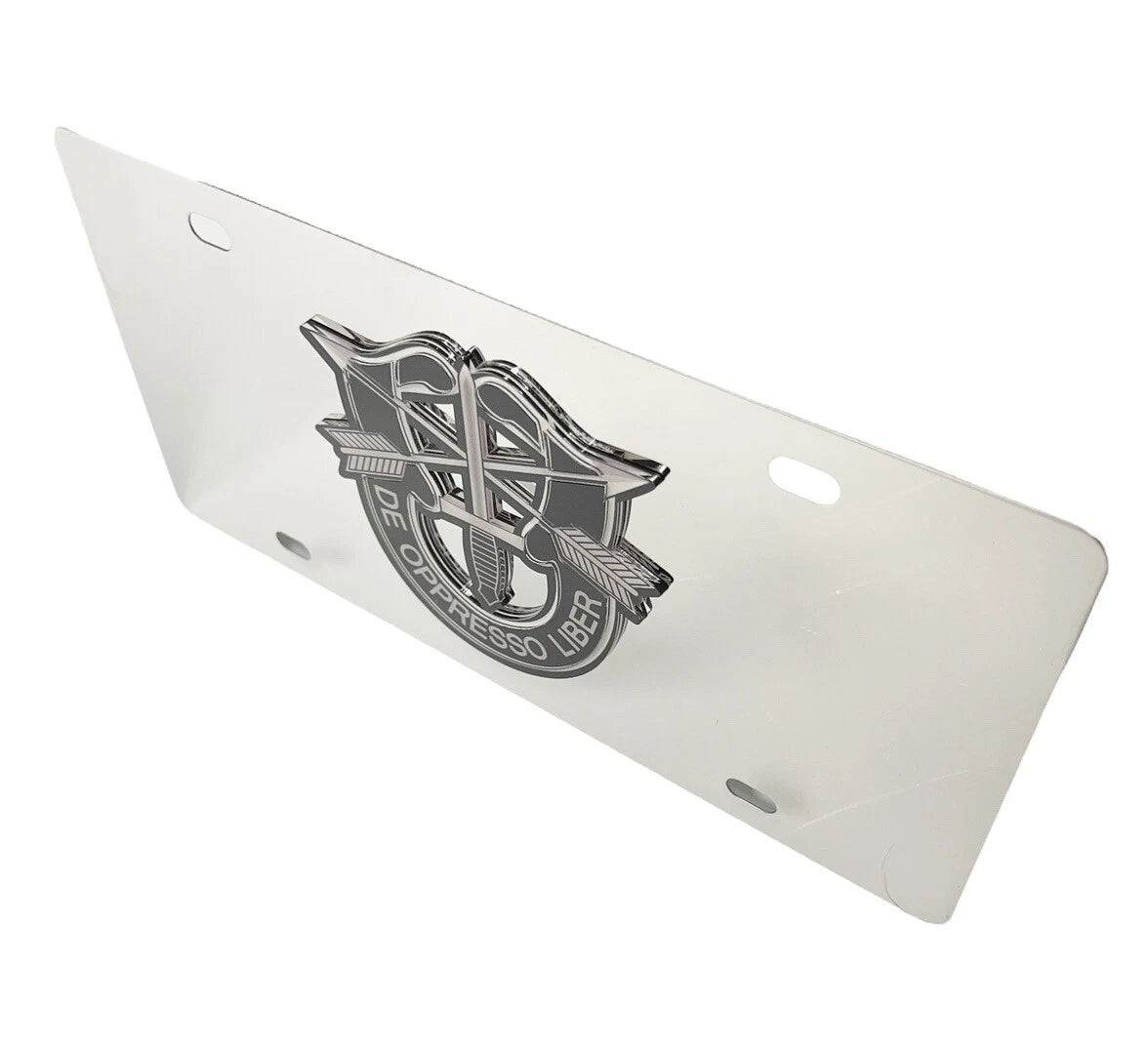 License Plate Frame Chrome US Army Special Forces for De Oppresso Liber (US)