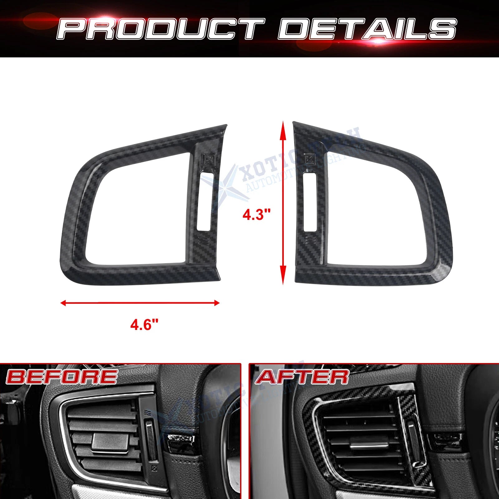 Carbon Fiber Pattern Side AC Vent Outlet Cover Trim for Honda CR-V (2017-2022)