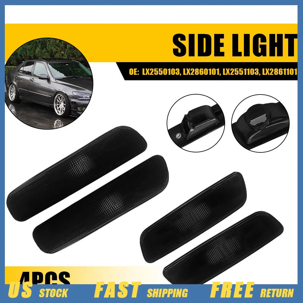 4X Side Marker Lights for Lexus IS300 (2001–2005) Smoke Lens EXV