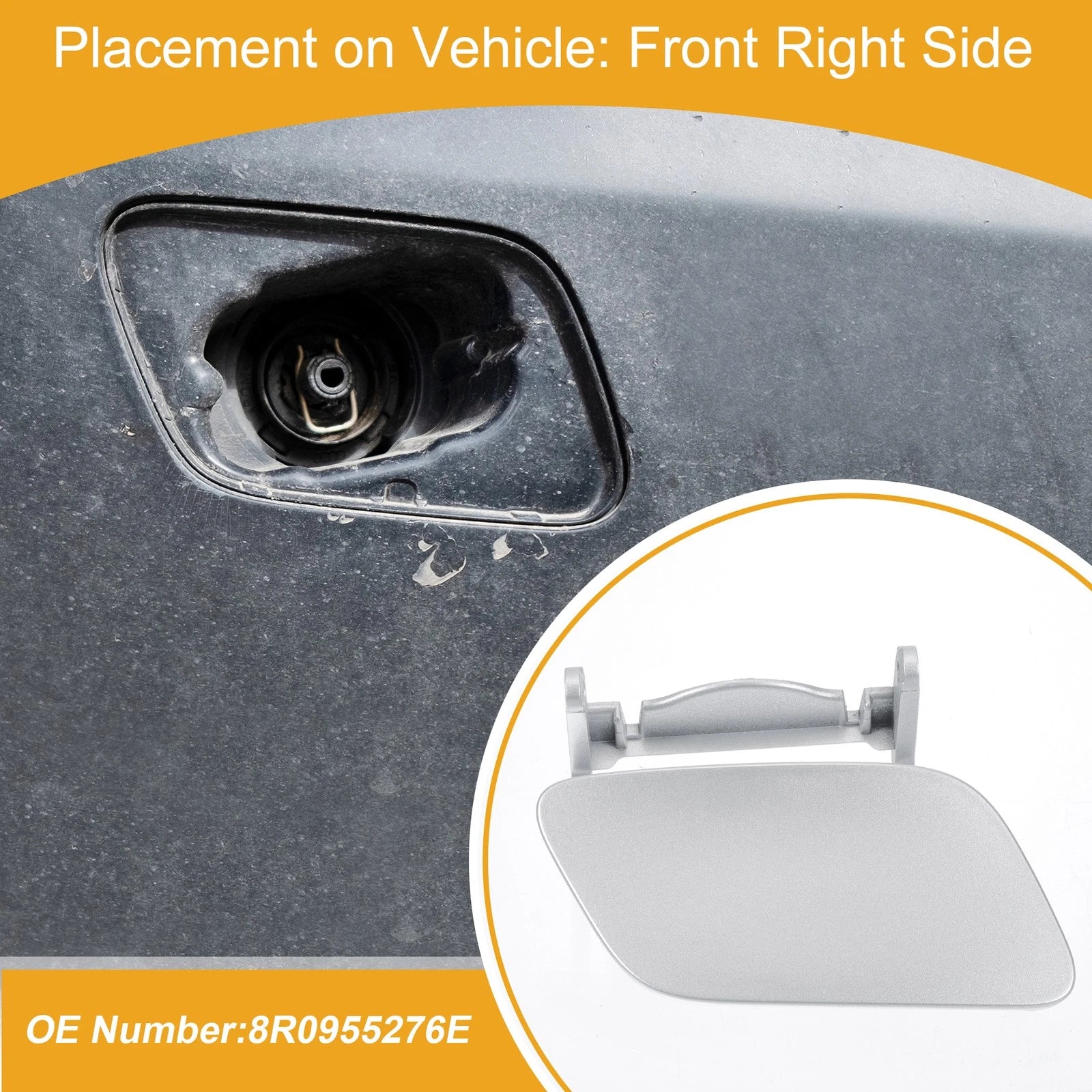Front Right Washer Nozzle Cover Cap for Audi Q5 (2013–2017) 1 Pc, Silver Tone