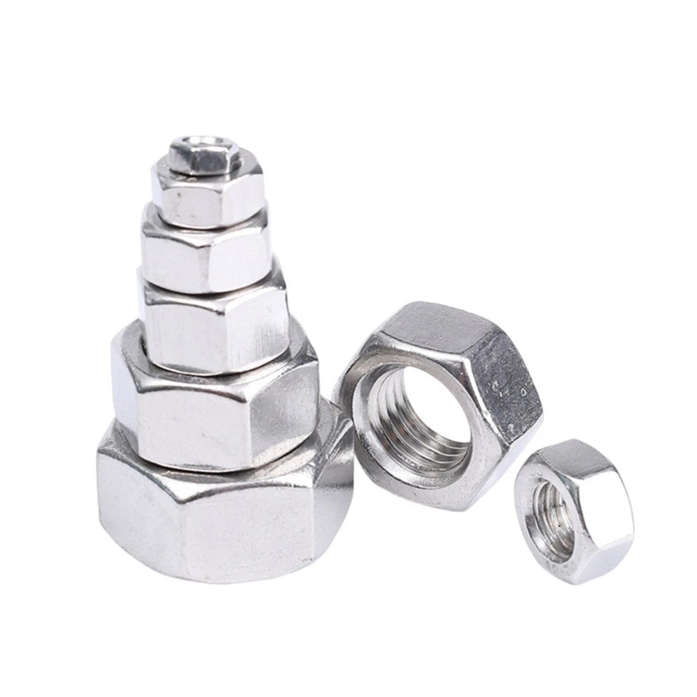 Set of 140 Stainless Steel Hex Nuts for