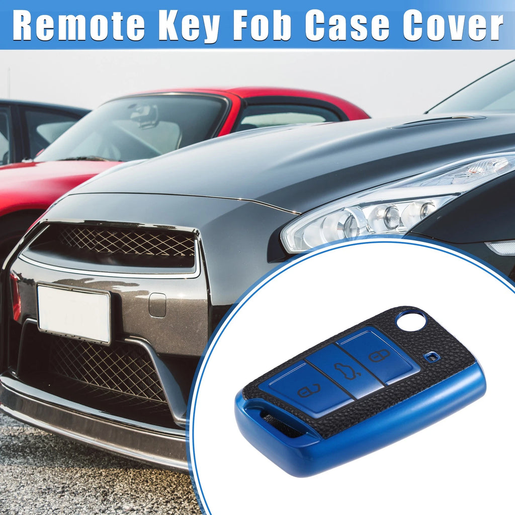 3X Remote Key Fob Case Cover for Volkswagen Golf 7, Polo (2013–2020) - Blue