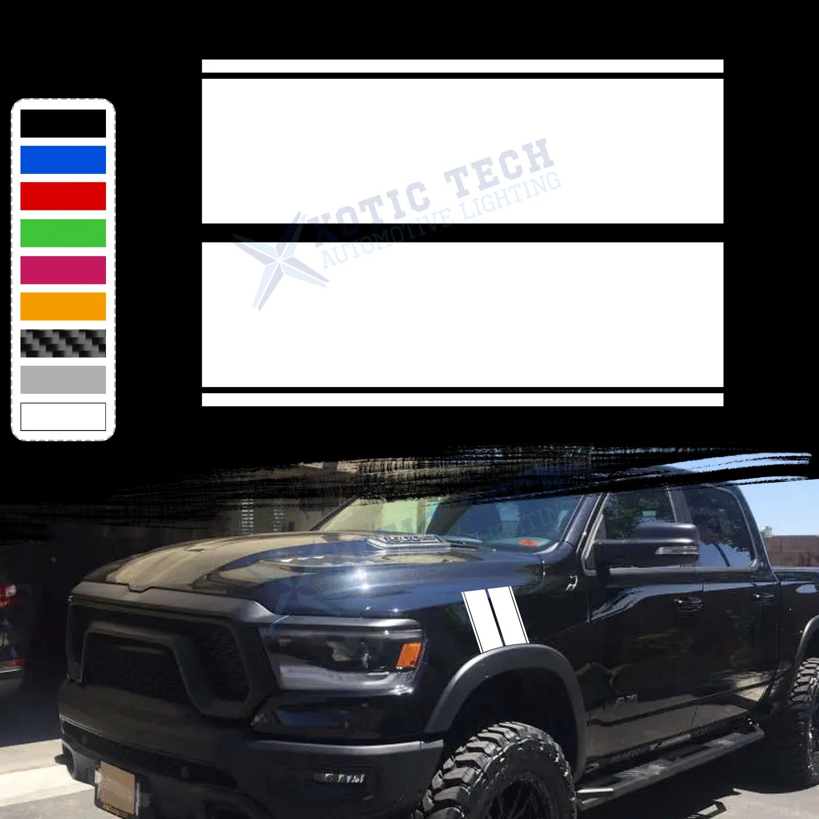 Sporty Hash Mark Front Fender Stripes Sticker Decal for Ram 1500/2500 (2015–2024)