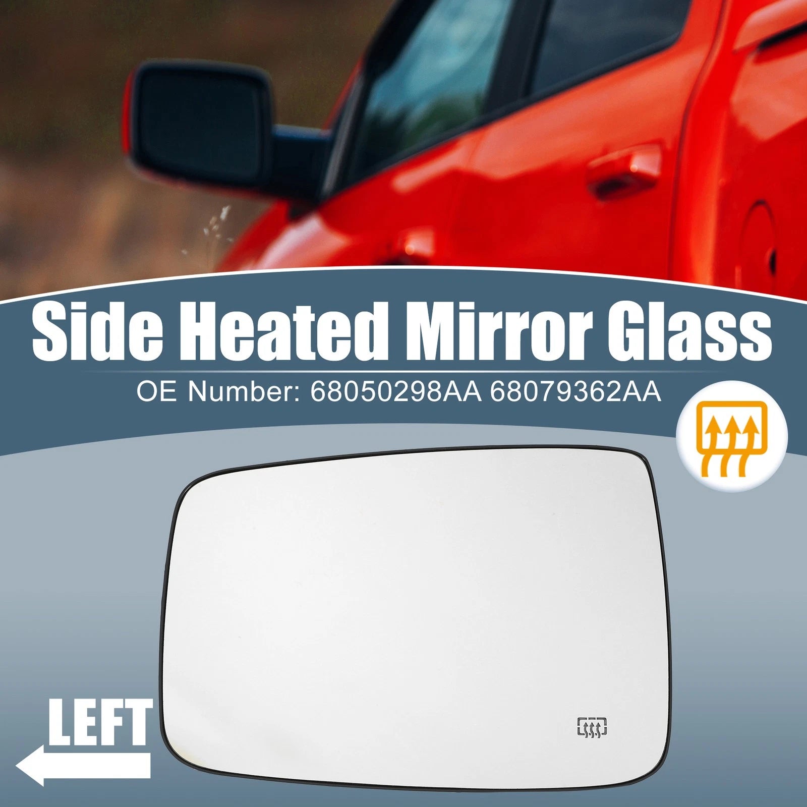 Heated Mirror Glass Left Side for Dodge Ram 1500 2500 (2009–2018) 68050298AA