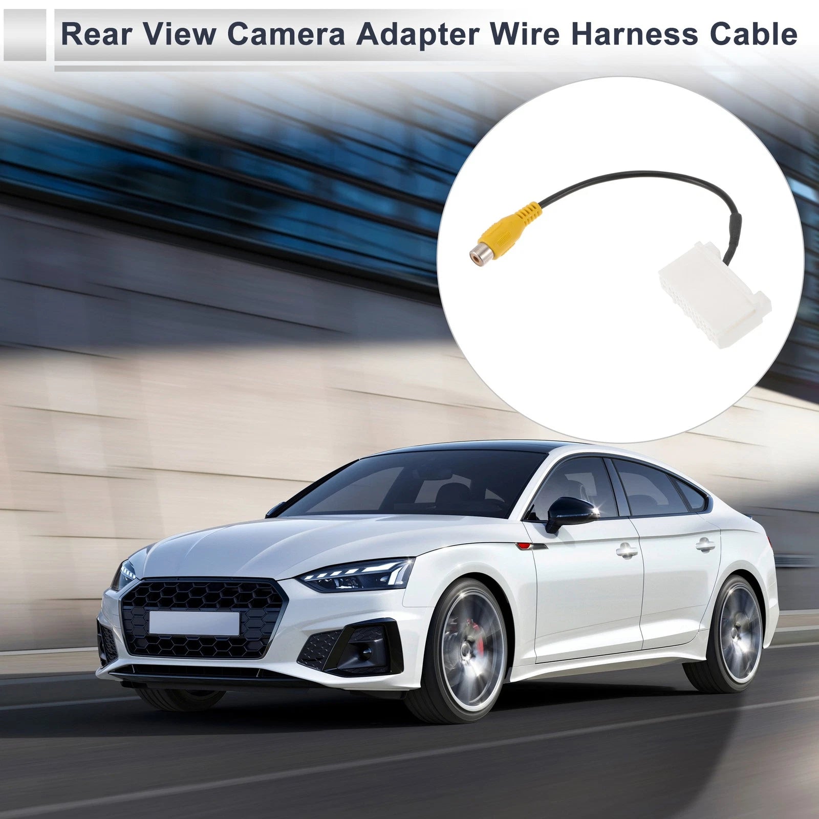 Rear View Camera Adapter Wire Harness for Jeep Wrangler JK (2007–2019) RCA Black