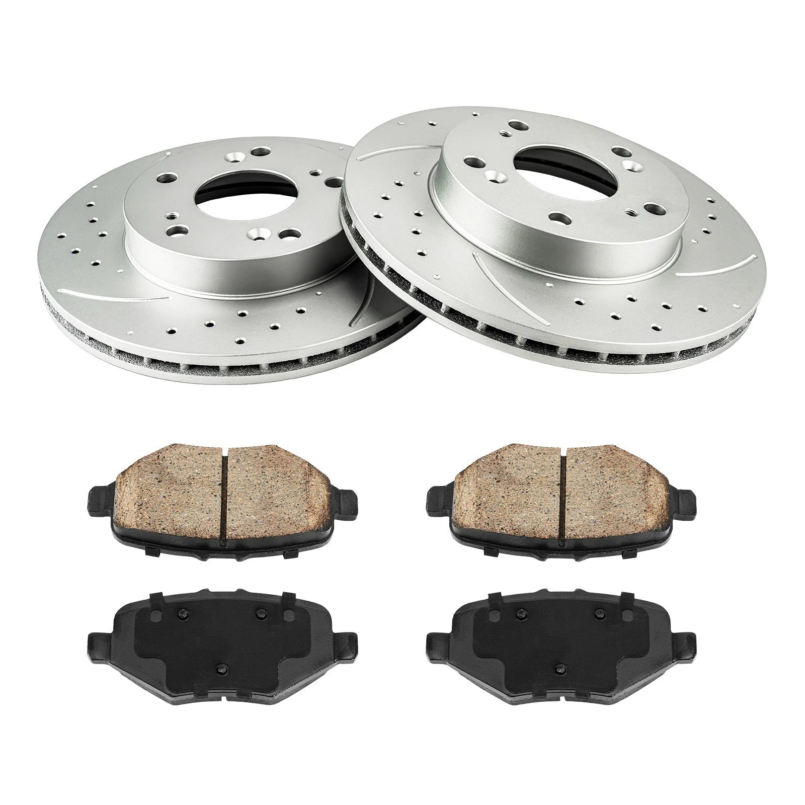 Front Drilled Slotted Rotors Ceramic Pads for 2004–2005 Honda Civic 2.0L