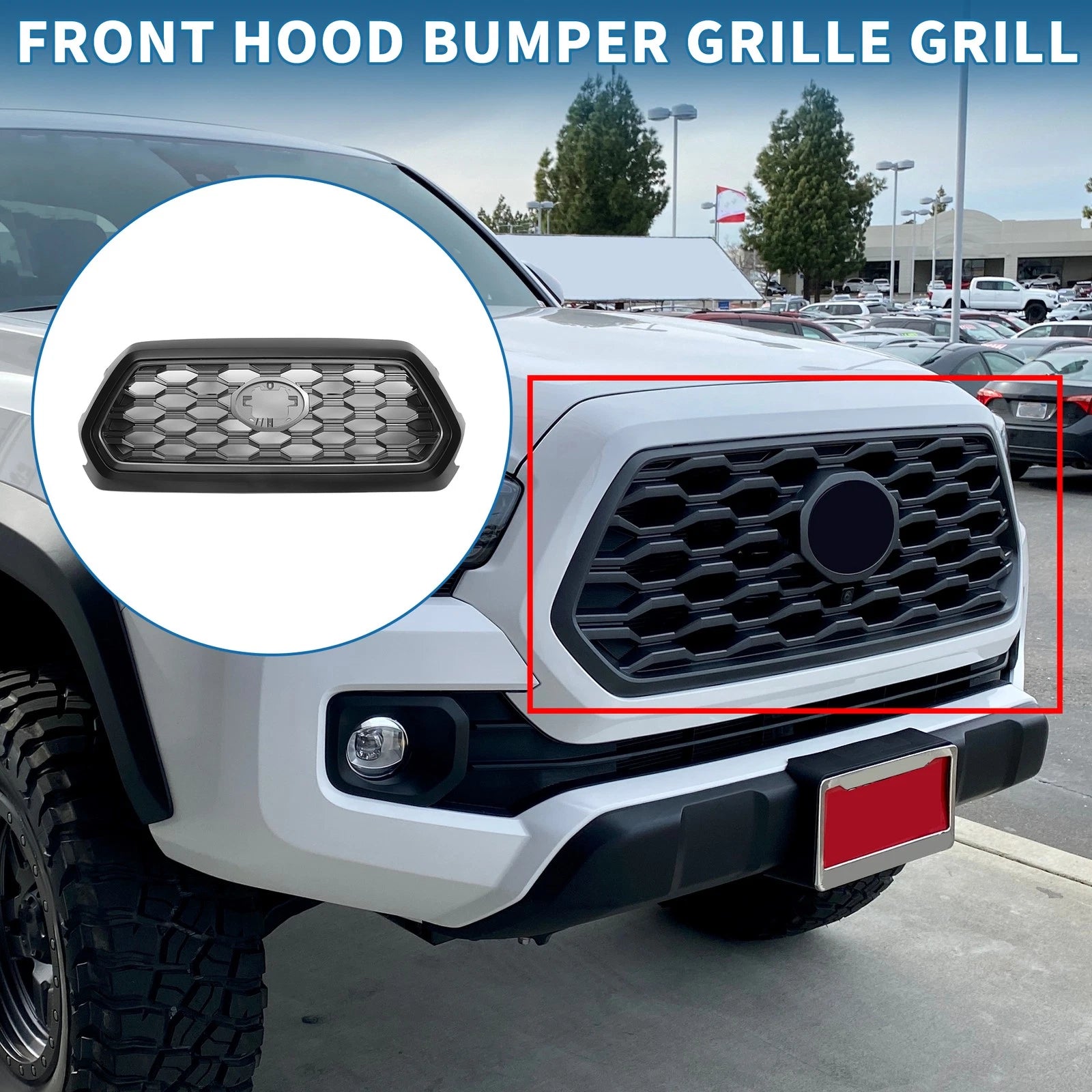 Front Hood Bumper Grille for Toyota Tacoma (2021–2023) Black