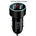 3.1A Dual USB Car Phone Charger for Universal Vehicles (LED Display)