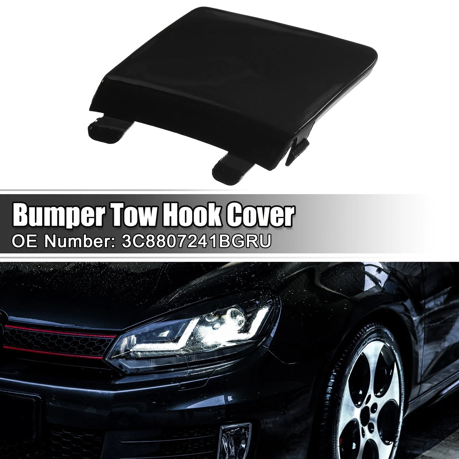 Tow Hook Cover for Volkswagen (Black) (Part No. 786527799138)