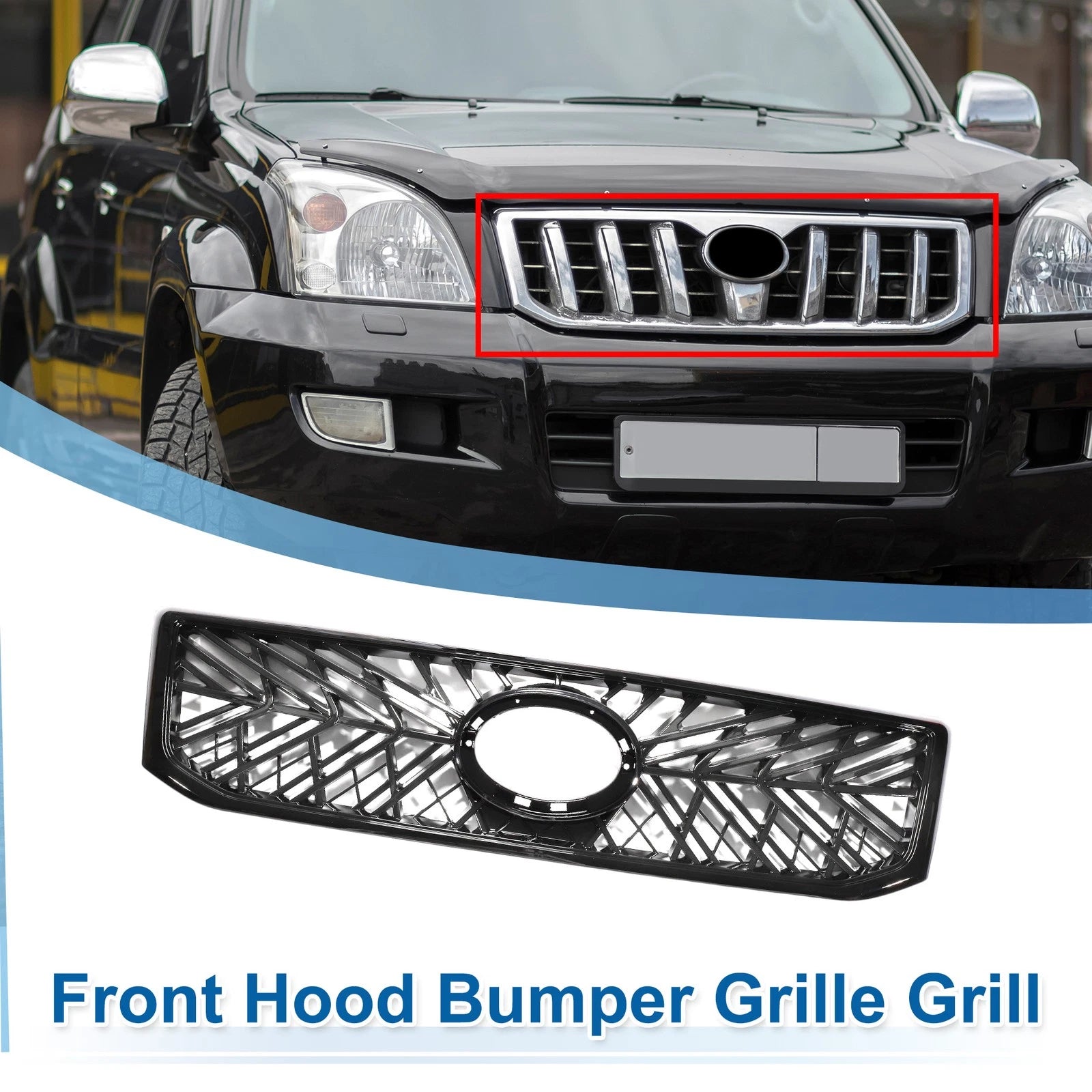 Front Upper Hood Bumper Grille for Toyota Land Cruiser Prado (2002–2009)
