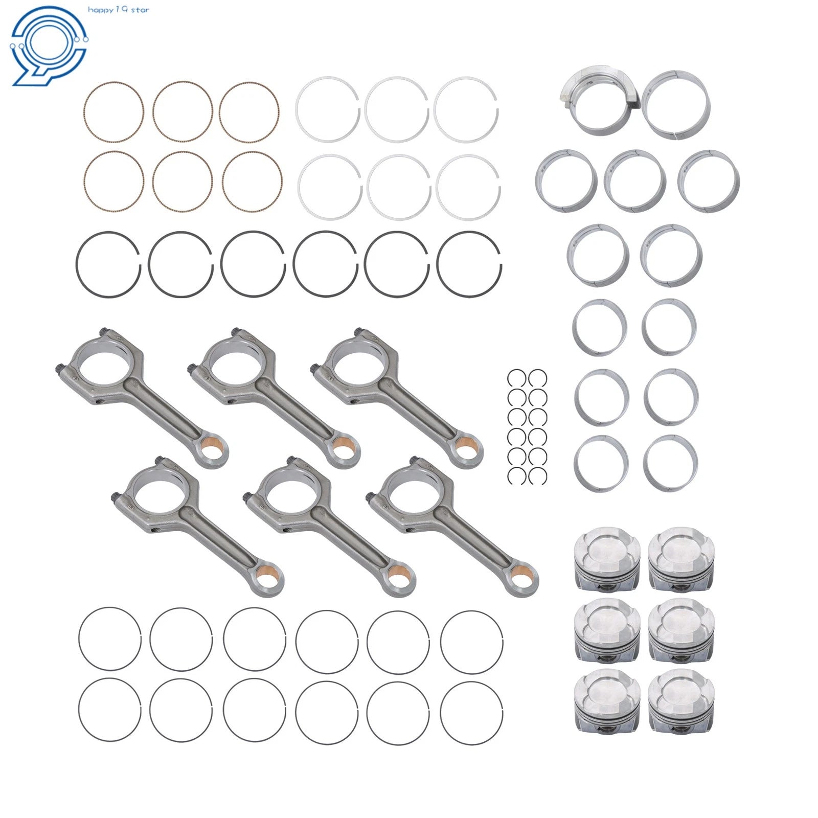 Set of 6 Connecting Rods and Pistons for BMW 3.0L L6 (2011–2017)