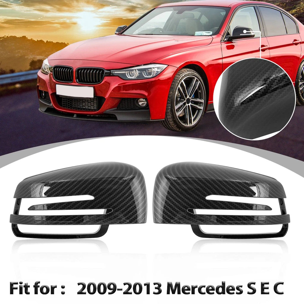 Carbon Fiber Rear View Side Mirror Cover Cap for Mercedes S E C (2009–2013)