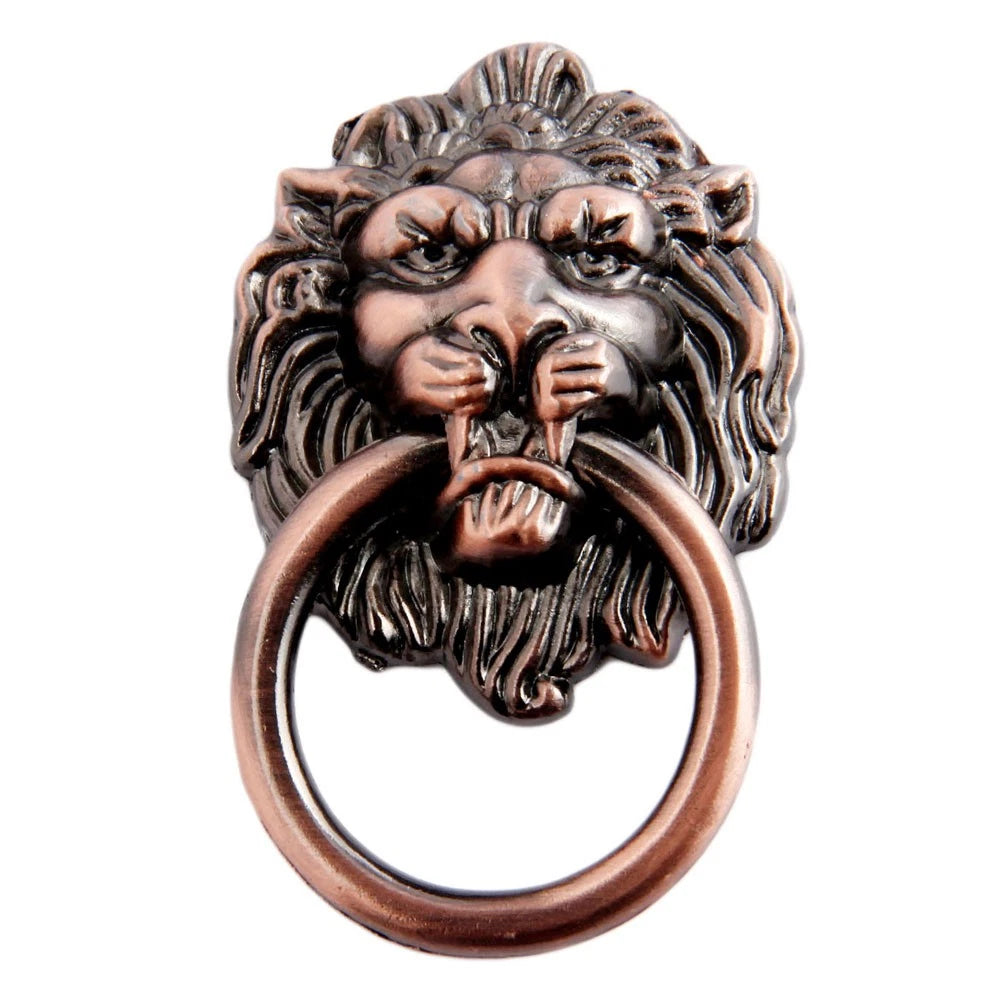 2X Zinc Alloy Lion Head Drawer Pull Knob for Cabinet Door