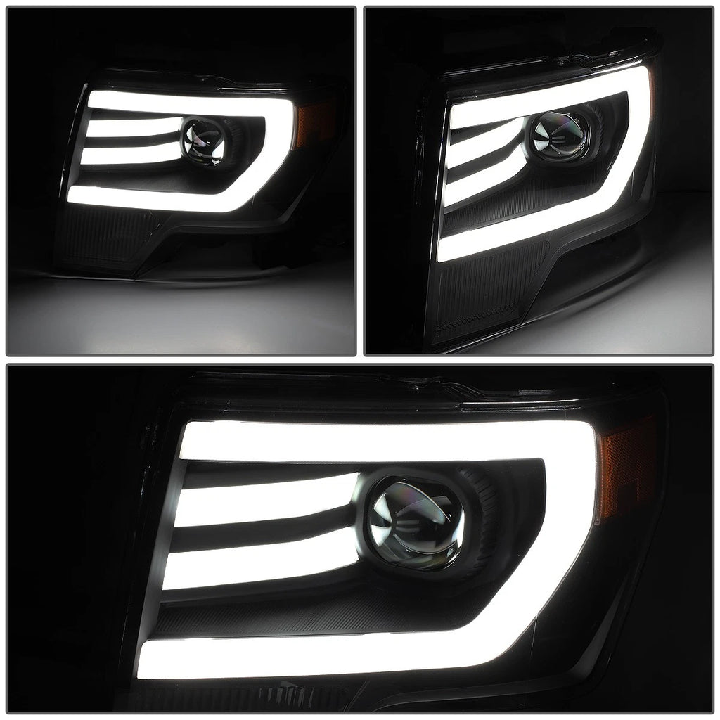 3D LED DRL Tube Bar Projector Headlights for Ford F150 (2009–2014)