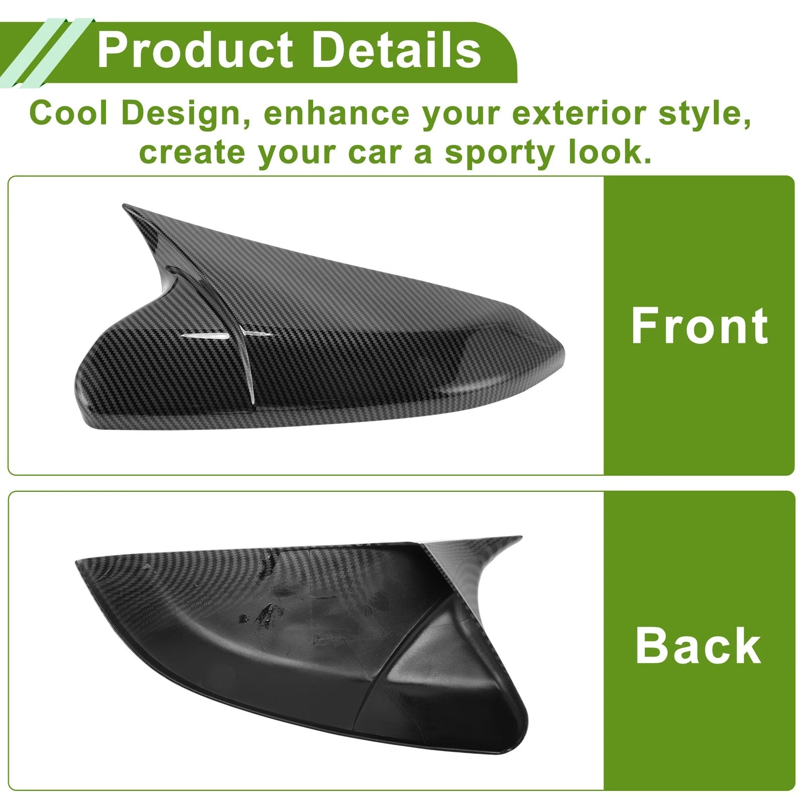 Set of 2 Side Mirror Cover Caps for Honda Civic (2016–2021) - Black