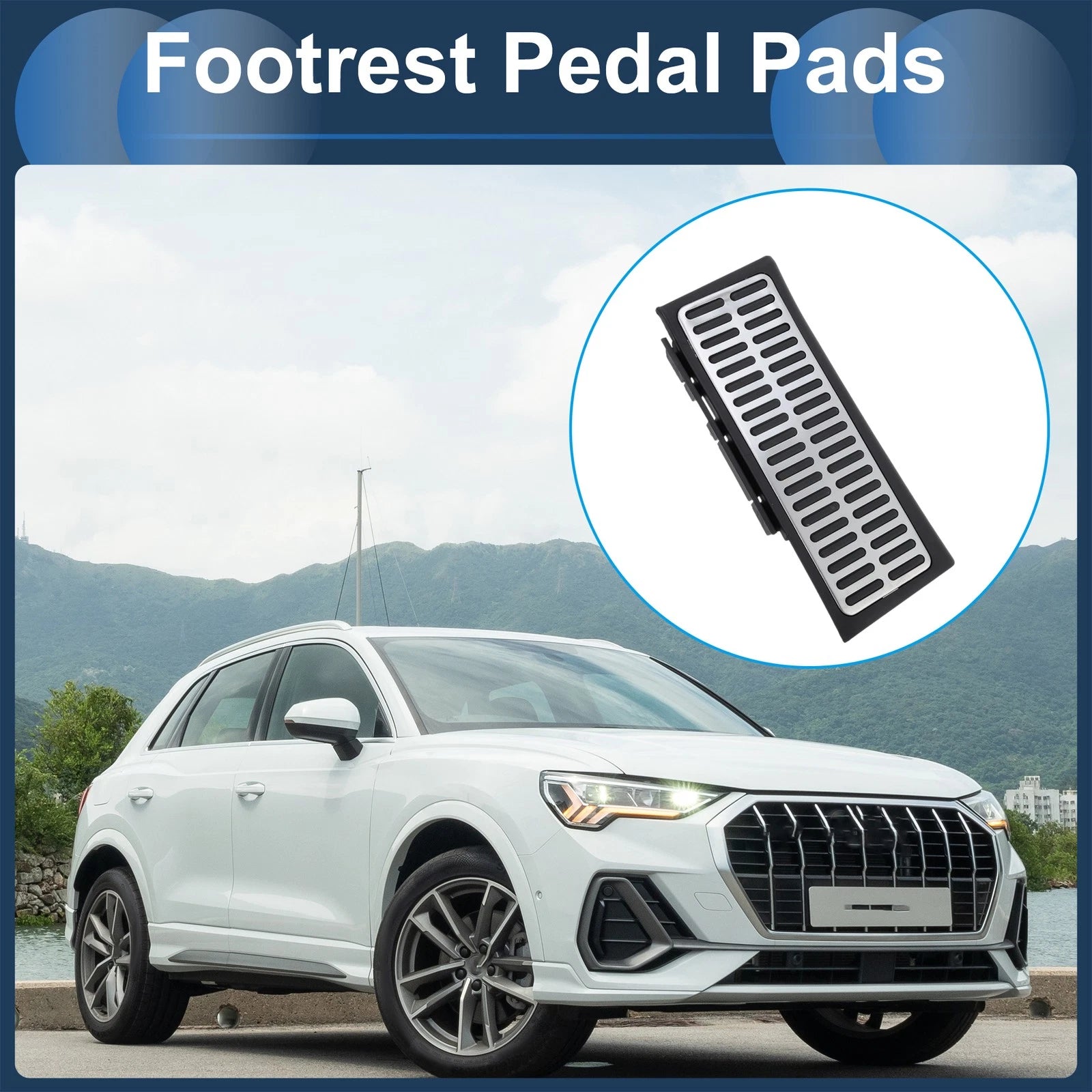 1 Pc Footrest Pedal Cover for Audi Q3 (2011–2019) Silver Tone