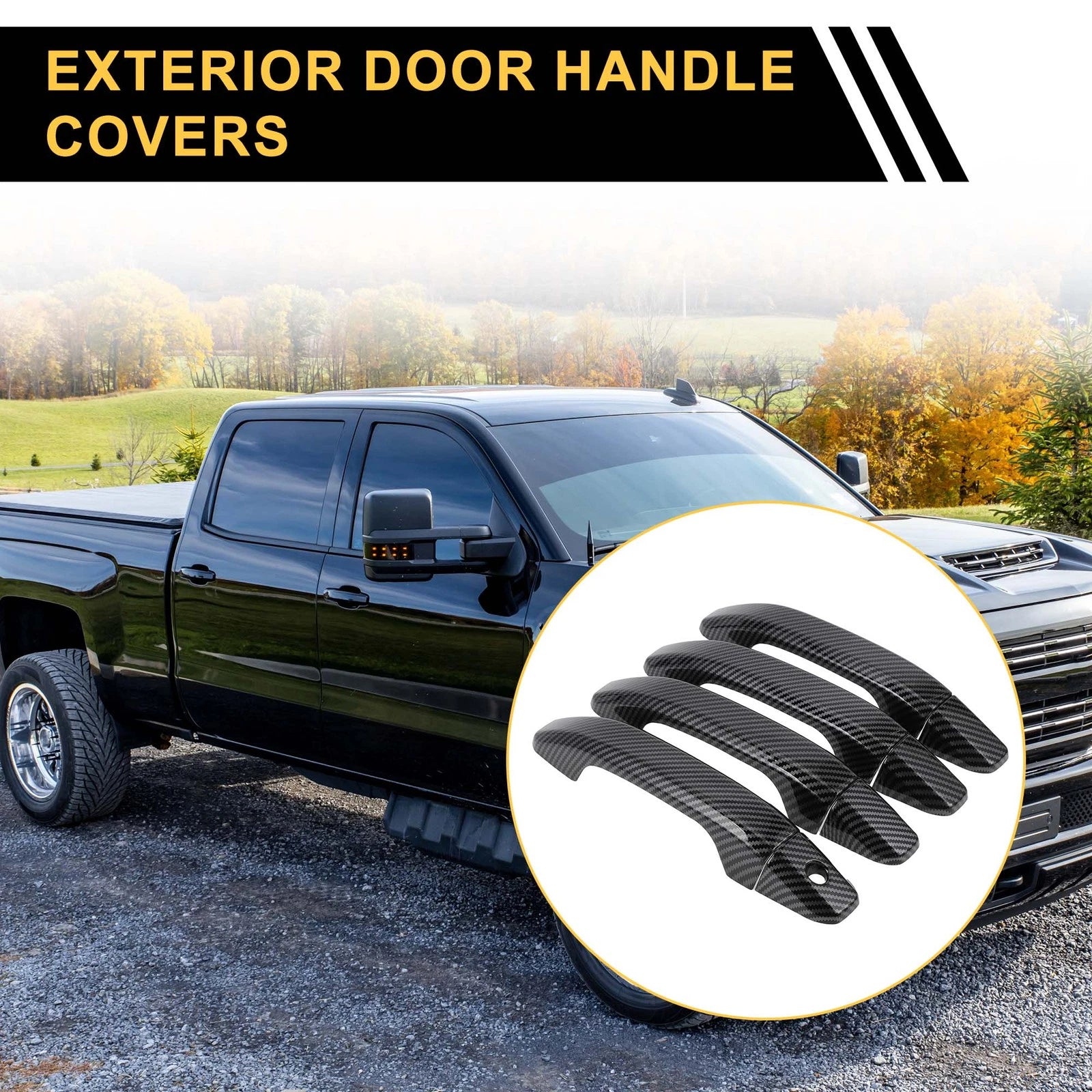Set of 4 Exterior Door Handle Covers for Chevrolet Silverado 1500 (2019–2023)