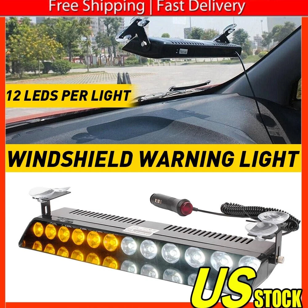2X LED Windshield Emergency Lights for Universal Vehicles