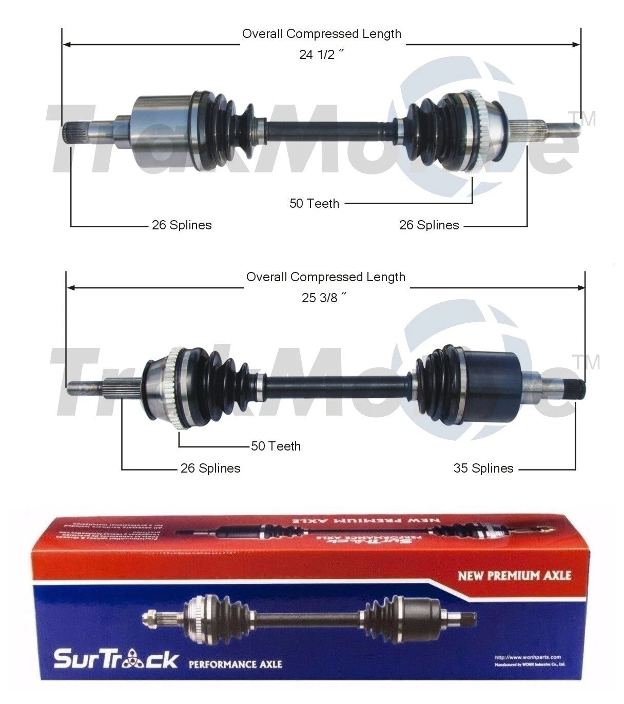 Set of 2 Front CV Axle Shafts for Ford Taurus SHO (1996–1999)