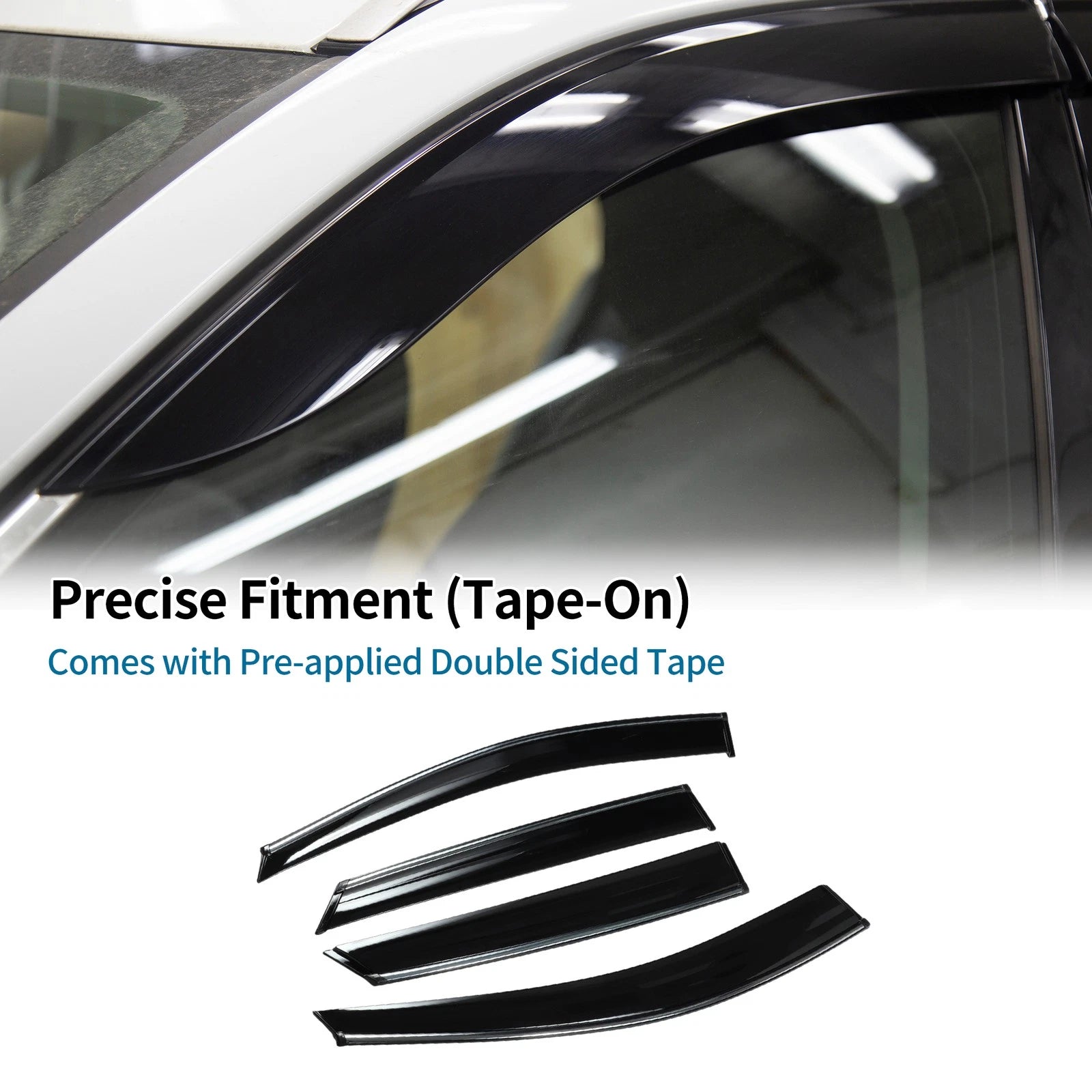 Set of 4 Window Deflectors for Hyundai Tucson (2010) - Black Vent Visors