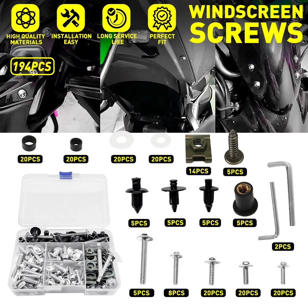 194pcs Aluminum Fairing Bolts for Honda CBR600RR CBR1000RR (2003–2023)