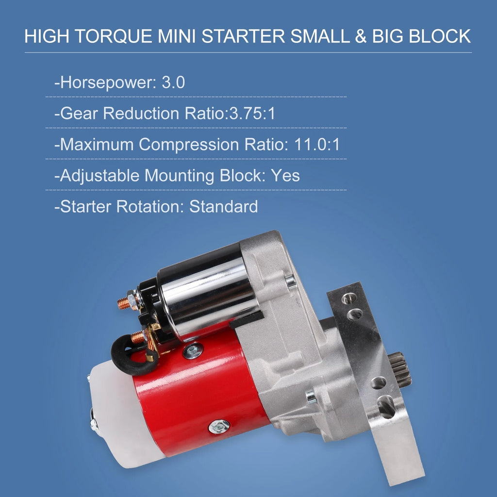 High Torque Mini Starter for Chevy Small & Big Block (153-168 Tooth)
