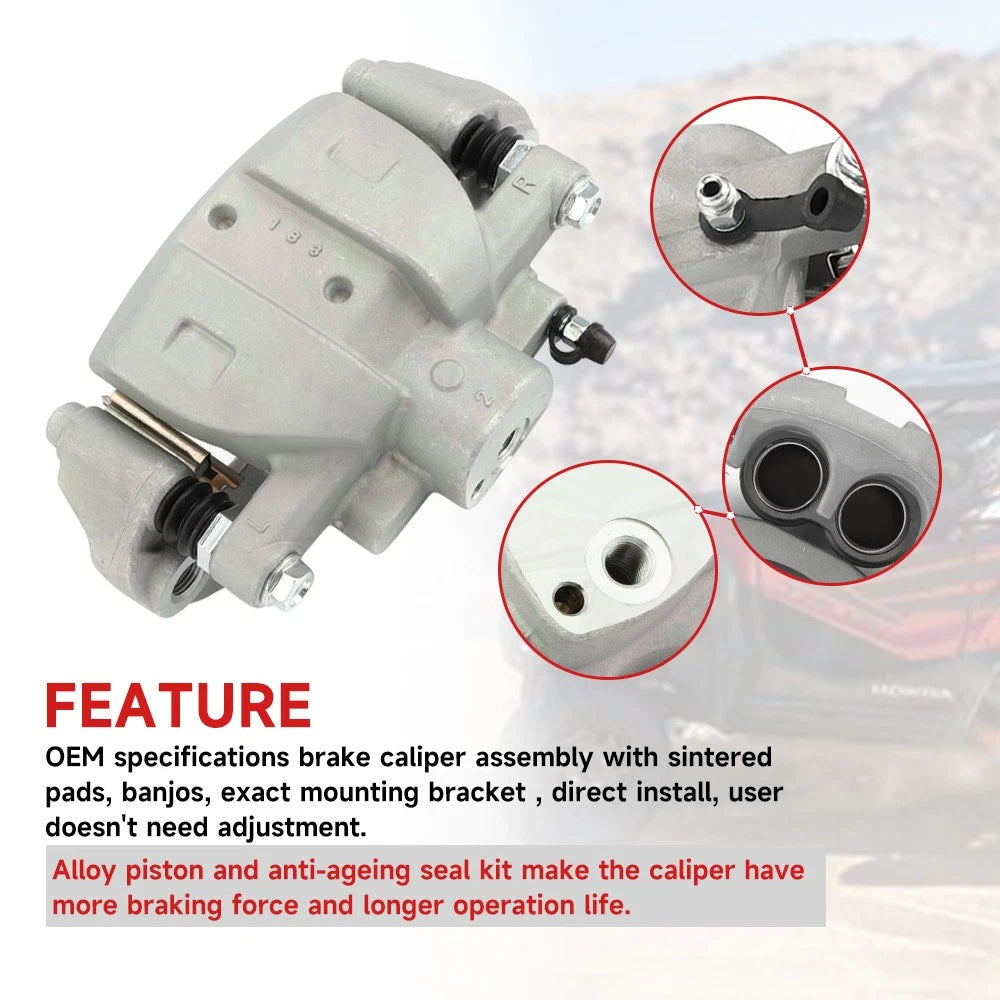 Front Right Brake Caliper w/Pads for Honda Pioneer 1000 (2016–2023)