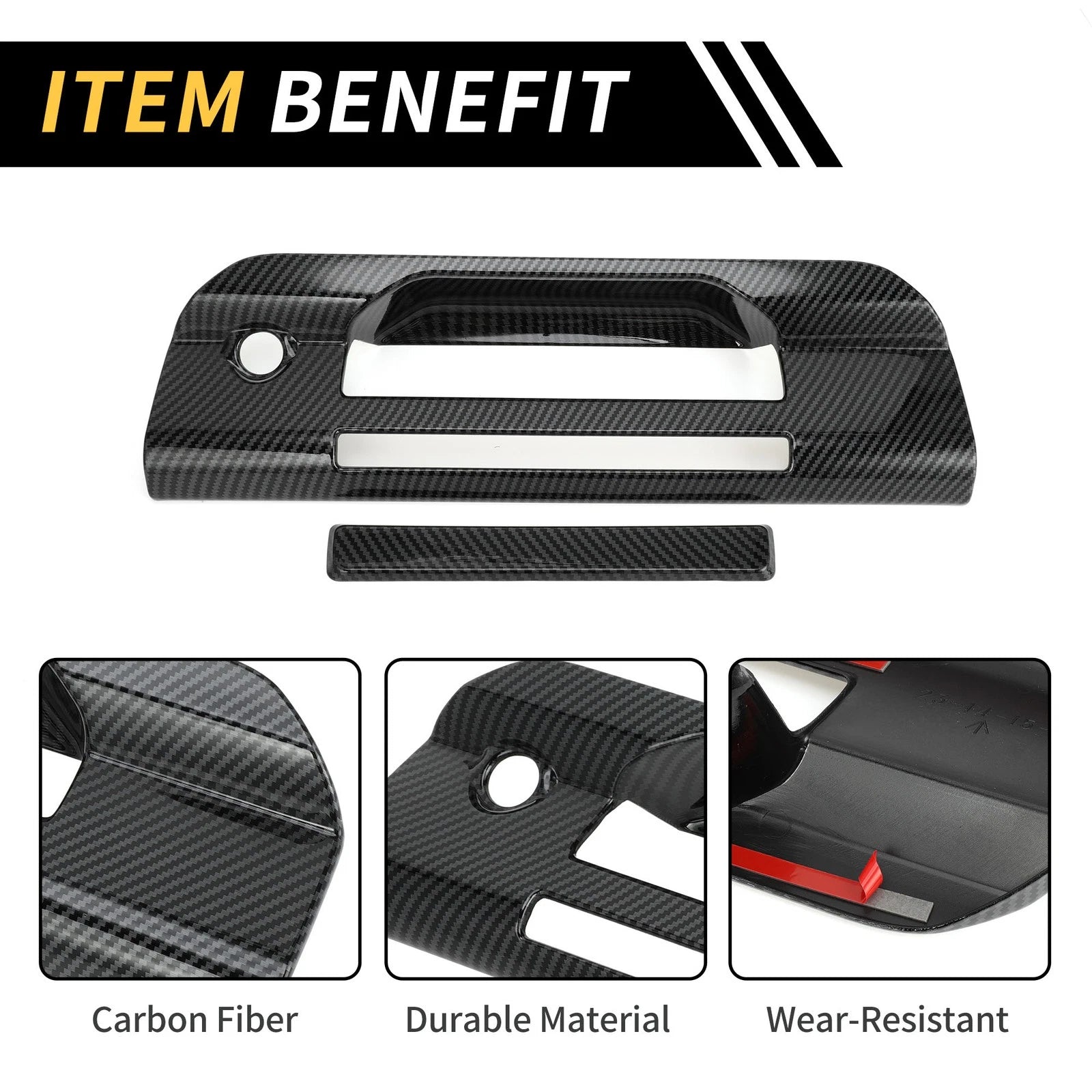 Set of 4 Carbon Fiber Pattern Trunk Door Handle Bowl Covers for Ford Ranger (2023–2024)