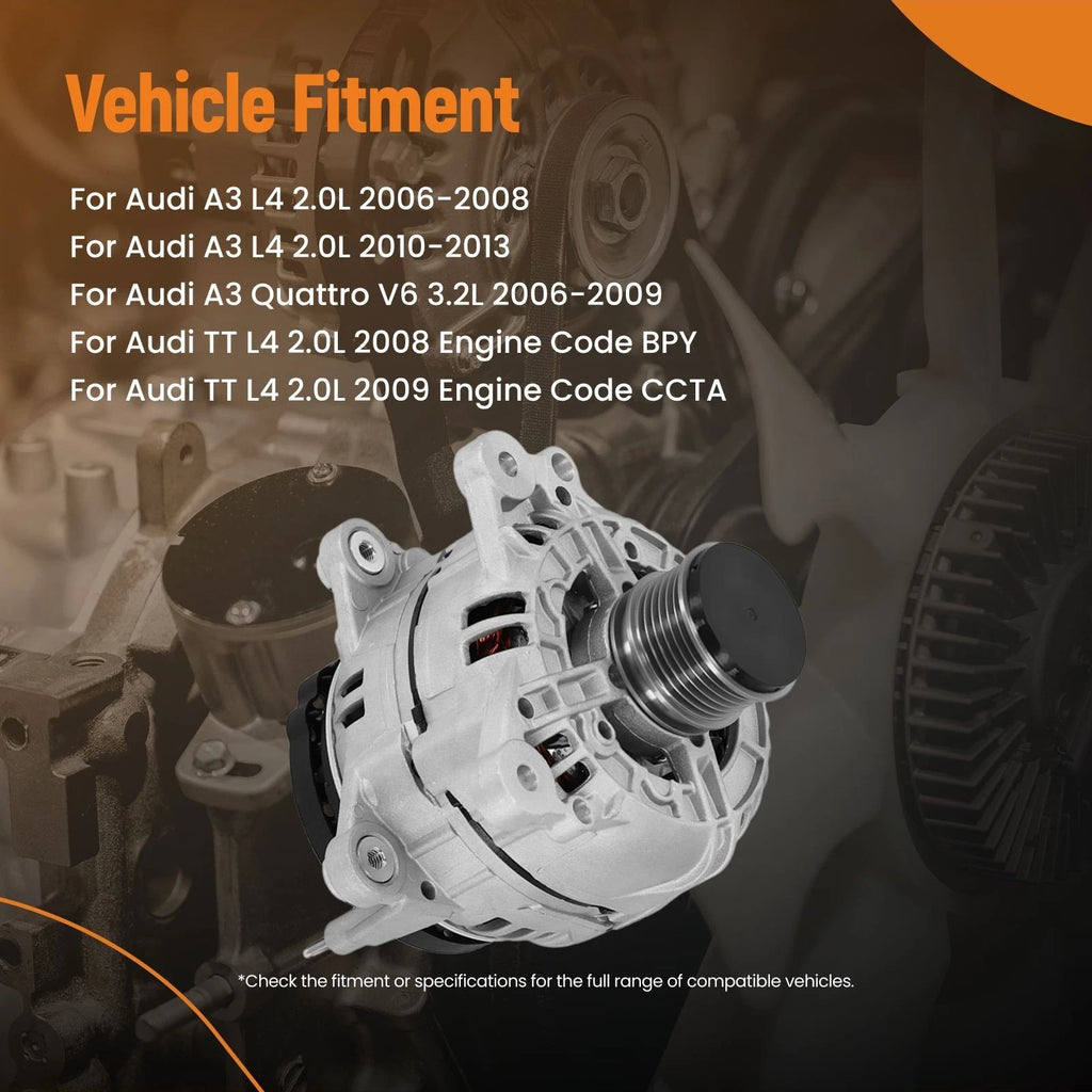 160A Alternator for Audi A3 TTS Quattro, VW Beetle, Eos, Golf GTI, Jetta (2006–2013) 0124525050