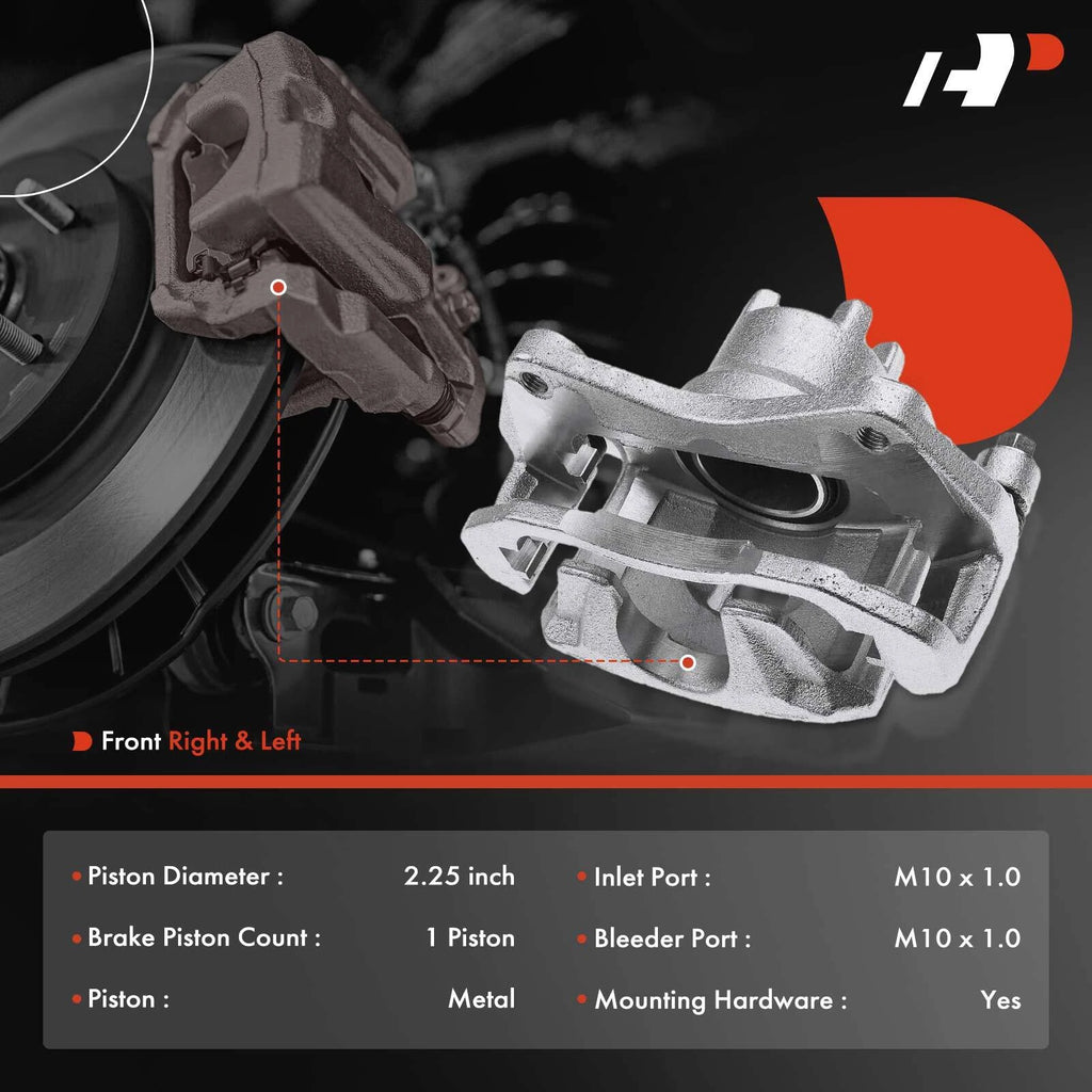 Front Disc Brake Caliper Pair with Bracket for Dodge Caliber (2007-2012)