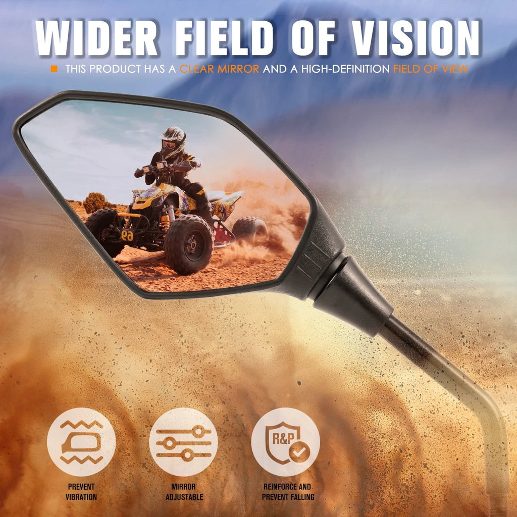 Universal ATV Handlebar Mount Side View Mirror (Bolt-In)