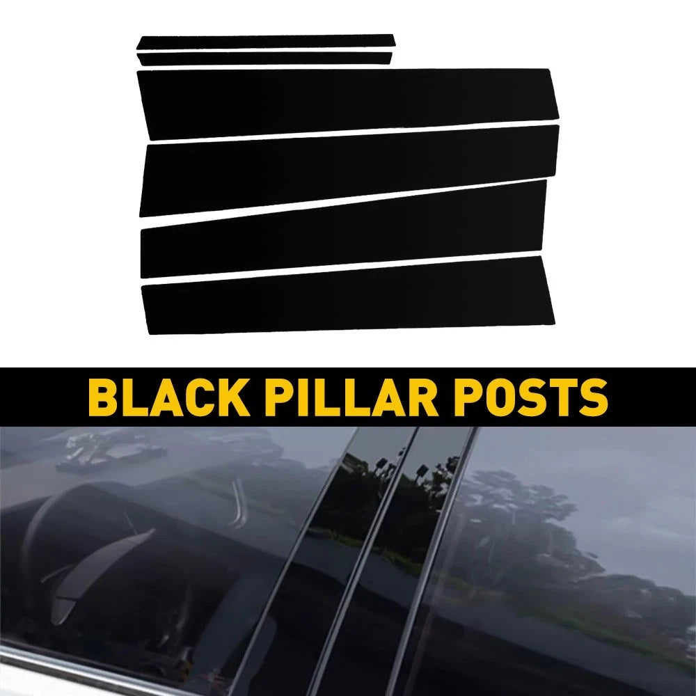 Set of 6 Piano Black Pillar Post Trim Door Covers for Toyota Corolla (2009–2013)