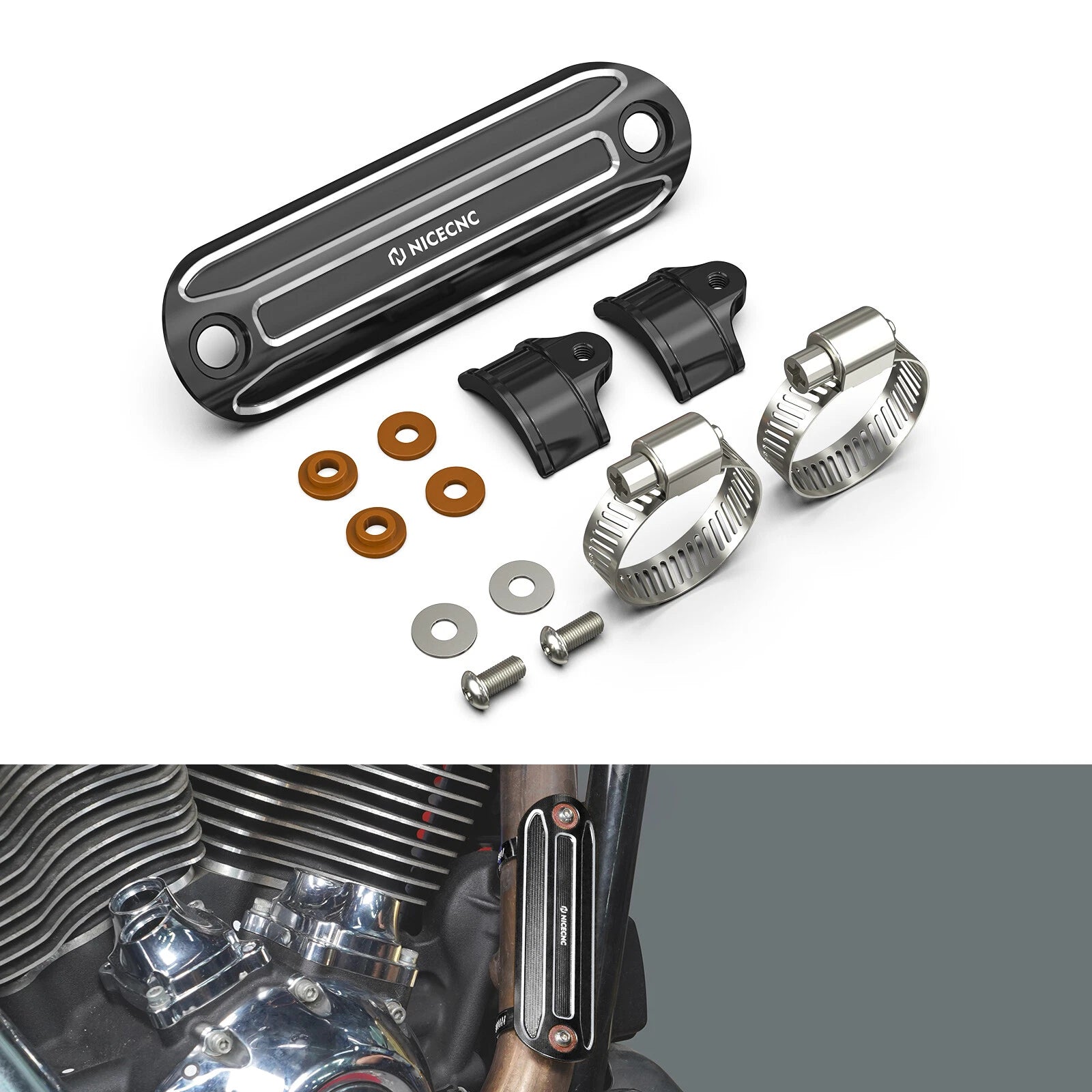 Aluminum Moto Pipe Heat Shield Cover Kit for Harley Tri Glide FLHTCUTG (2016–2024)