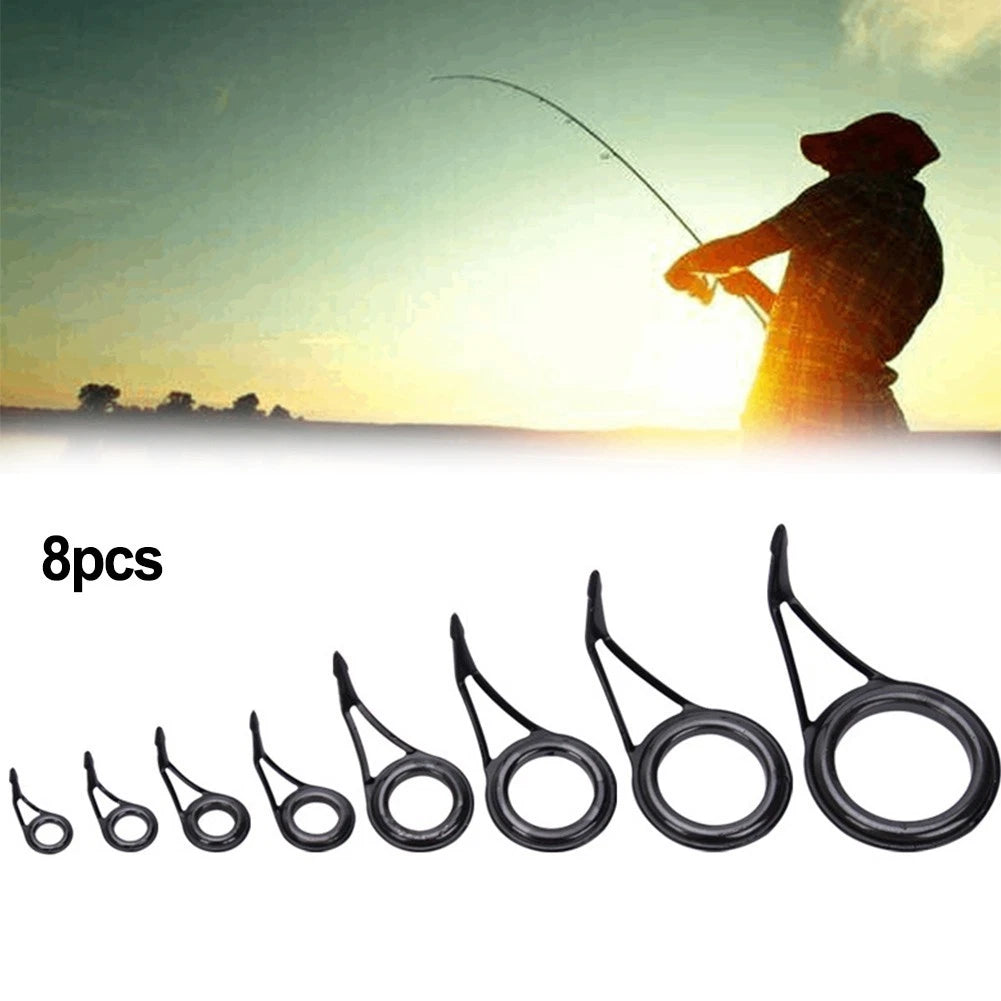 Set of 8 Fishing Rod Repair Kit Line Guides Eyes for