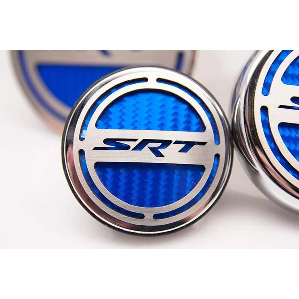 Chrome Cap Covers with Vinyl SRT Inlay for Dodge Challenger (2008–2019)