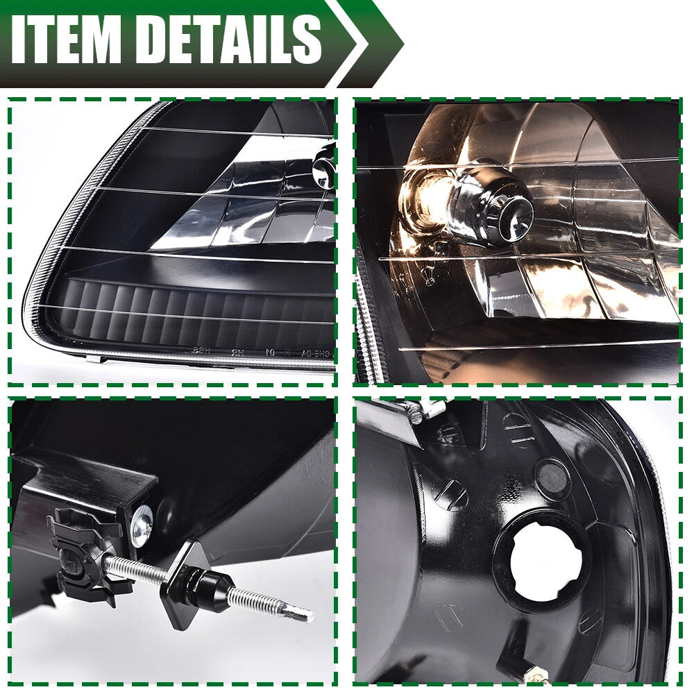 Amber Black Headlights & Corner Lights for Ford F150 Expedition (1997–2003)