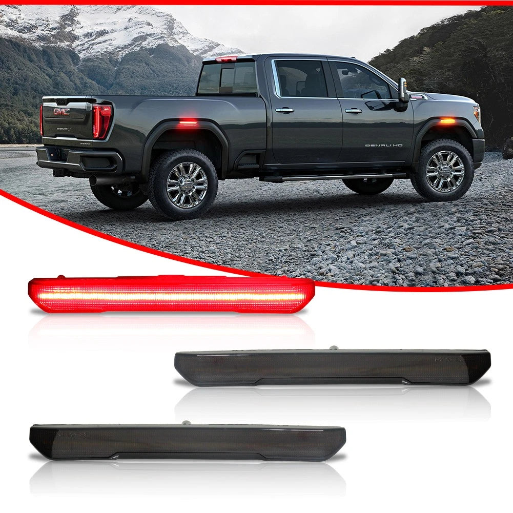 2X Smoke Lens Red LED Rear Side Marker Lights for GMC Sierra 2500 3500 (2020–2024)