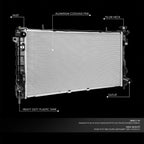 Aluminum Core Radiator for Dodge Voyager/Caravan (2005–2007) DPI 2795