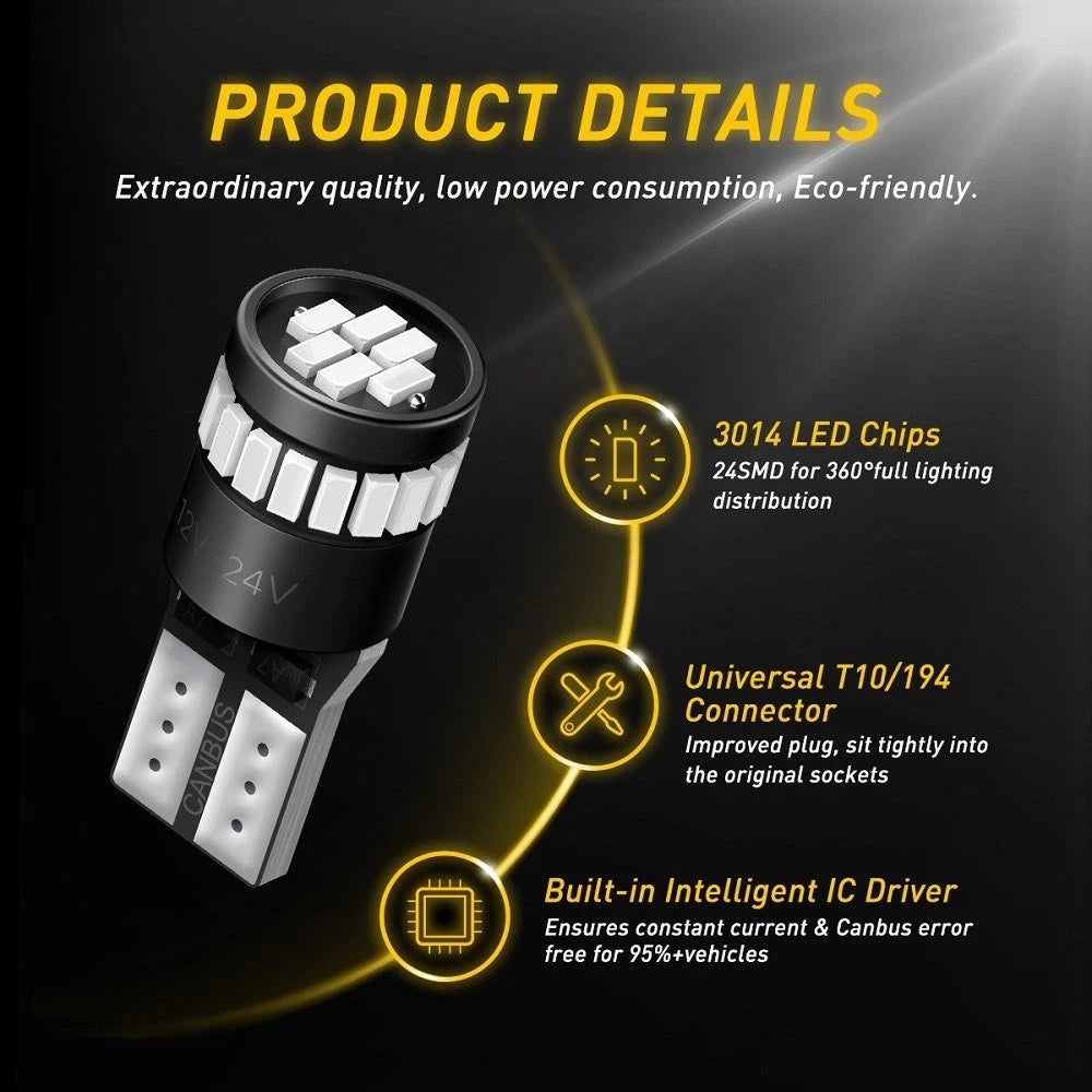 AUXITO LED Side Marker Light Bulb for Various Models (168, 194, 192, 2825)