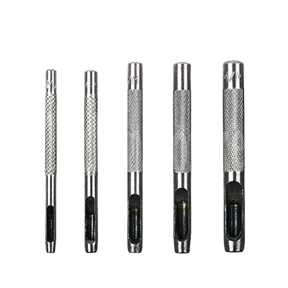 Set of 5 Leather Hole Punches 3-8mm Steel Drilling Tool