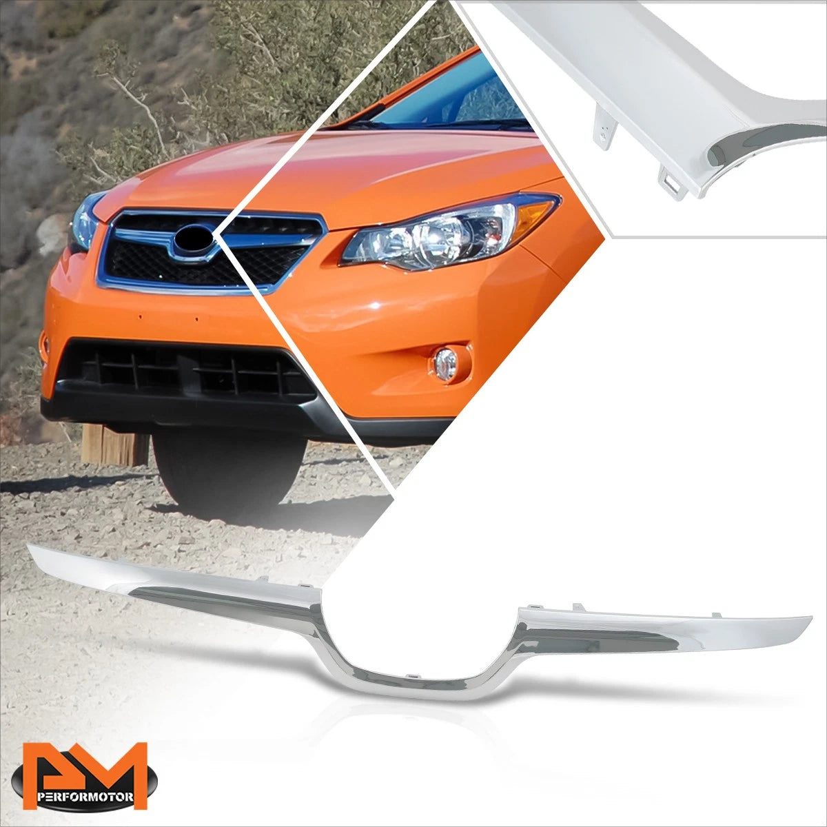 Chrome Front Center Grille Bar Trim for Subaru XV Crosstrek (2013–2015)