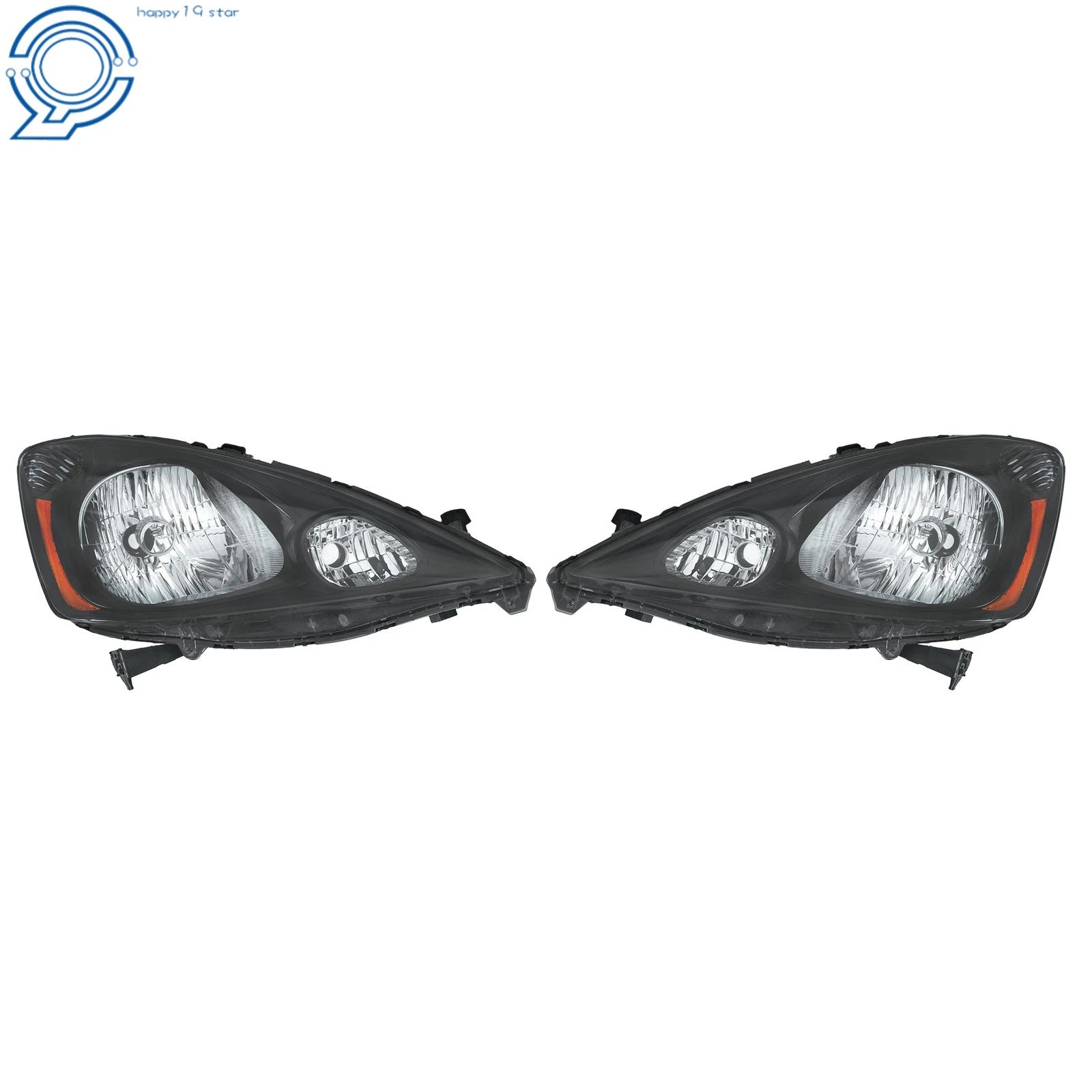 Set of 2 Black Halogen Headlights for Honda Fit Sport (2009–2011)