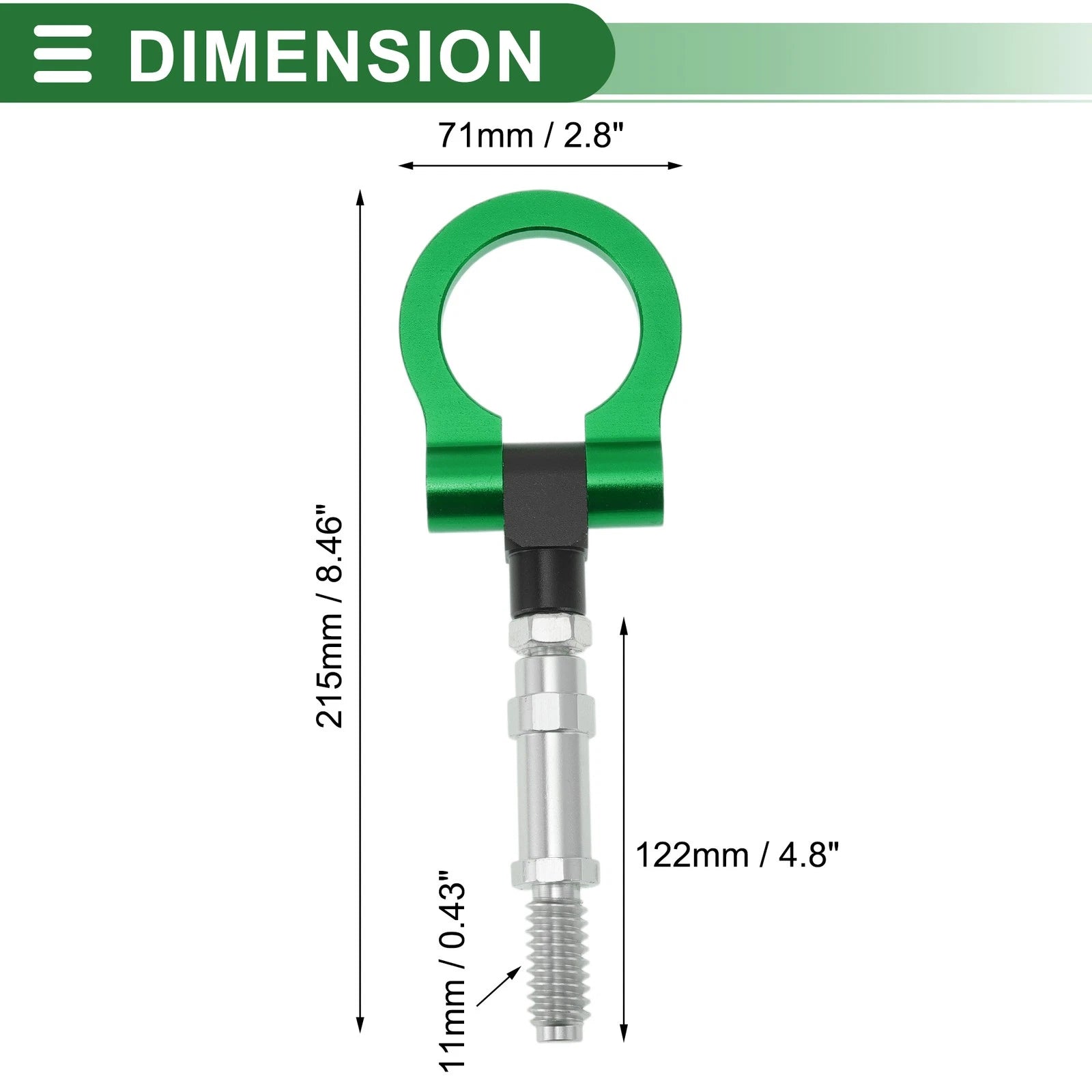 Tow Hook Set for Volkswagen MK7 (2014–2022) 11mm Aluminum Alloy Green