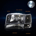 LED DRL Headlight for Ford F150/F250/F350 (1992–1996) Black Housing Clear Corner