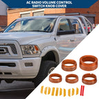 Set of 5 AC Gear Shift Headlight Media Knob Covers for Dodge RAM (2013–2017) Orange